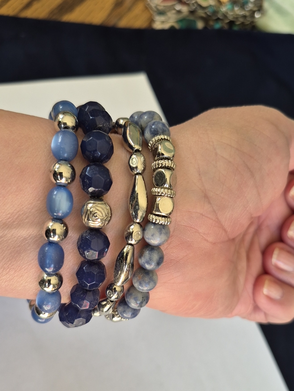 Blue & Silver Beaded Bracelet Stack - Picture 6 of 6